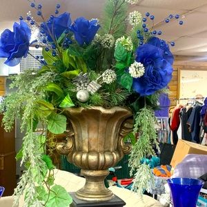 Hey may blue and silver Floral Christmas Arrangement